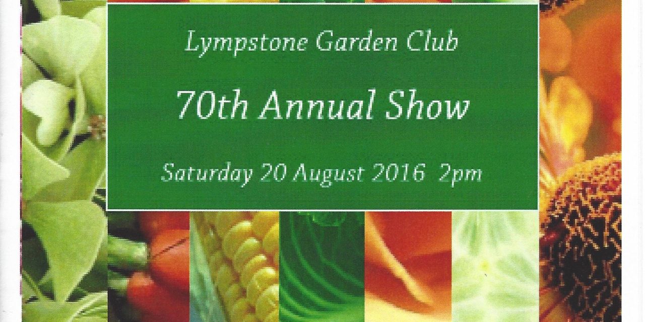 Lympstone Garden Club, 70th Annual Show, Saturday 20 August, 2pm